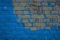 Brick wall surface in navy blue tone. Abstract architectural background and texture for design Royalty Free Stock Photo