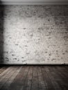 brick wall texture interior and light wooden floor Royalty Free Stock Photo