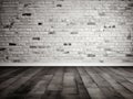 brick wall texture interior and light wooden floor Royalty Free Stock Photo