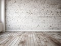 brick wall texture interior and light wooden floor Royalty Free Stock Photo