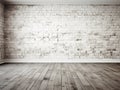 brick wall texture interior and light wooden floor Royalty Free Stock Photo