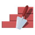 Brick wall trowel icon cartoon vector. Mortar cement Royalty Free Stock Photo