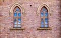 Brick wall with two windows Royalty Free Stock Photo