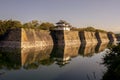 Brick wall and water pool of osaka castle boundary japan Royalty Free Stock Photo