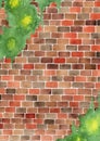 Brick wall watercolor hand painting for decoration on background