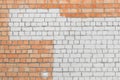Brick wall white and brown facade exterior urban building with empty space paint design object blank sample background Royalty Free Stock Photo
