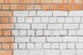 Brick wall white and brown facade exterior urban building with empty space paint design object blank sample background Royalty Free Stock Photo