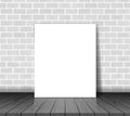 Brick wall with white paper sheet on wood floor vector Royalty Free Stock Photo