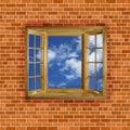 Brick wall with window sky Royalty Free Stock Photo