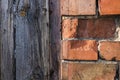 Brick wall and wood planks texture