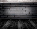 Brick wall and wooden floor modern interior decoration empty room Royalty Free Stock Photo