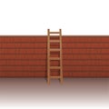 Brick Wall With Wooden Ladder