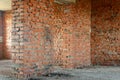 Brick walls inside an unfinished room