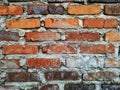 Brick walls made of red bricks in various color gradations, glued with gray cement. Royalty Free Stock Photo