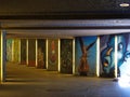 Pedestrian underpass with decorative graffiti art Royalty Free Stock Photo