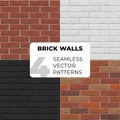 Brick walls seamless vector pattern. Brown, white, red, black stone texture for banner, interior, website, 3D, game Royalty Free Stock Photo