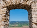 Brick window opening from an old ruin Royalty Free Stock Photo