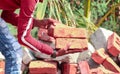 brick worker,Workers in a brick construction side,handsome hard worker people portrait at construction site