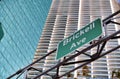 Brickell Avenue road sign in Downtown Miami