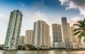 Brickell Key, Miami. Skyline from downtown Royalty Free Stock Photo