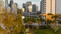 Brickell Key at sunrise aerial view, Miami