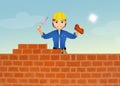 Bricklayer builds the wall Royalty Free Stock Photo