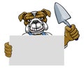 Bricklayer Bulldog Dog Trowel Tool Handyman Mascot Royalty Free Stock Photo