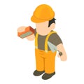 Bricklayer icon, isometric style