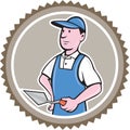 Bricklayer Mason Plasterer Rosette Cartoon