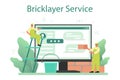 Bricklayer online service or platform. Professional builder constructing