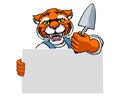 Bricklayer Tiger Trowel Tool Handyman Mascot Royalty Free Stock Photo