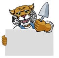 Bricklayer Wildcat Trowel Tool Handyman Mascot Royalty Free Stock Photo