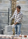 Bricklayer at work Royalty Free Stock Photo