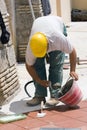 Bricklayer at work