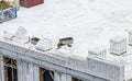 Bricklayer work on a building site - place of work of bricklaying worker on a construction site of a big residential house. White