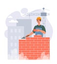 Bricklayer at workplace