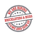 Bricklayers and hod carriers wanted