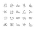 Bricklayers line icons, signs, vector set, outline illustration concept Royalty Free Stock Photo