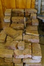 Bricks for building a fireplace on a farm Royalty Free Stock Photo