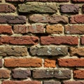 Bricks exhibit an aged appearance, with visible cracks and surface irregula Royalty Free Stock Photo