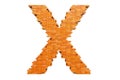 Bricks font, letter X from building bricks. 3D rendering