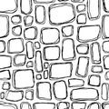 Bricks handdrawn seamless black and white pattern. Vector illustration. Royalty Free Stock Photo