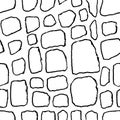 Bricks handdrawn seamless black and white pattern. Vector illustration. Royalty Free Stock Photo