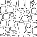 Bricks handdrawn seamless black and white pattern. Vector illustration. Royalty Free Stock Photo