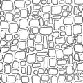 Bricks handdrawn seamless black and white pattern. Vector illustration. Royalty Free Stock Photo
