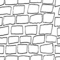 Bricks handdrawn seamless black and white pattern. Vector illustration. Royalty Free Stock Photo
