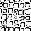 Bricks handdrawn seamless black and white pattern. Vector illustration. Royalty Free Stock Photo