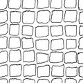 Bricks handdrawn seamless black and white pattern. Vector illustration. Royalty Free Stock Photo