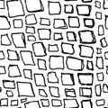 Bricks handdrawn seamless black and white pattern. Vector illustration. Royalty Free Stock Photo