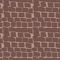 Bricks handdrawn seamless brown pattern. Vector illustration. Royalty Free Stock Photo